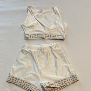 Elegant White and Gold Women's Chemise Set